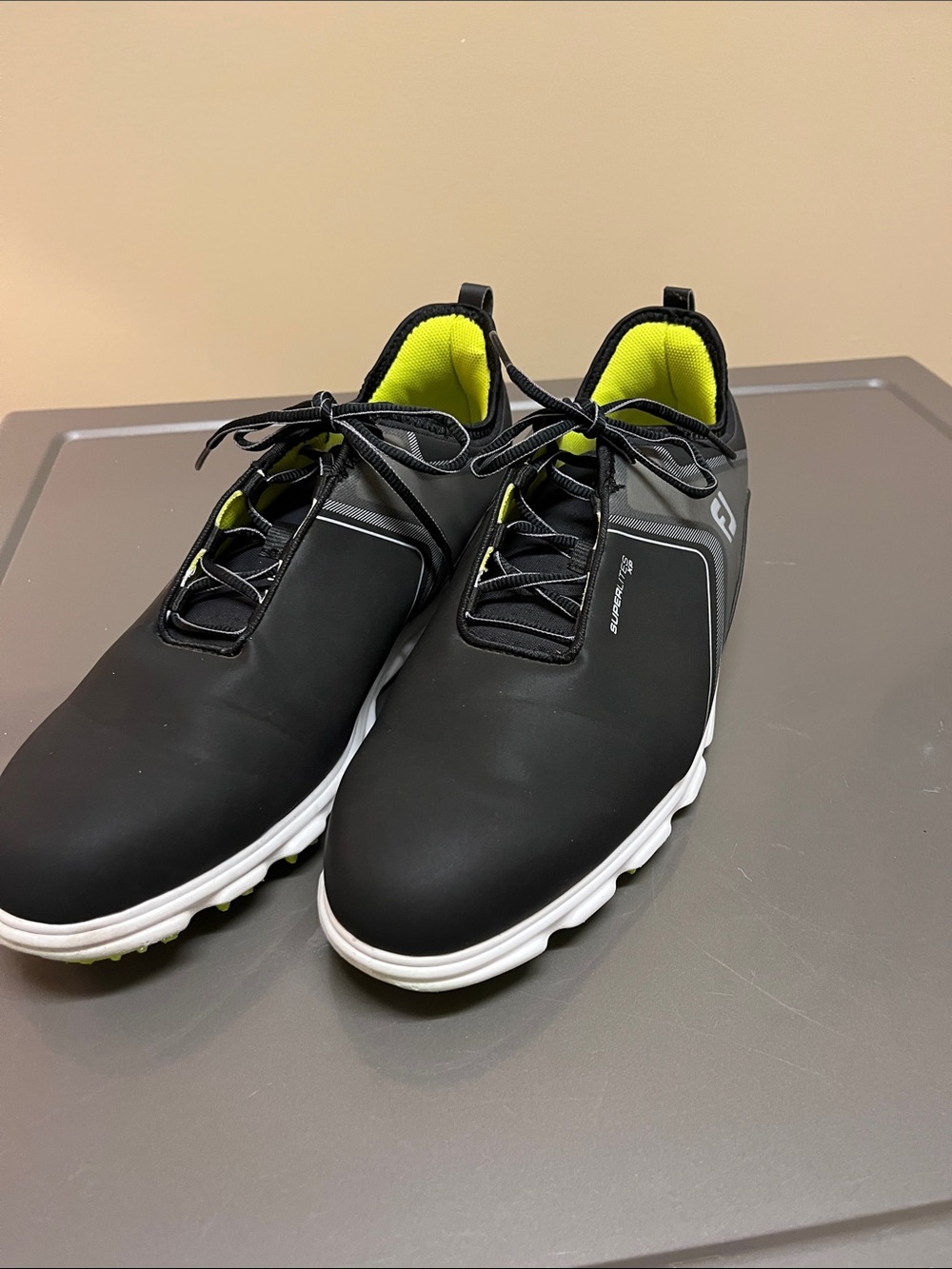 FootJoy Men’s Black Athletic Golf Shoes with Neon Yellow Lining